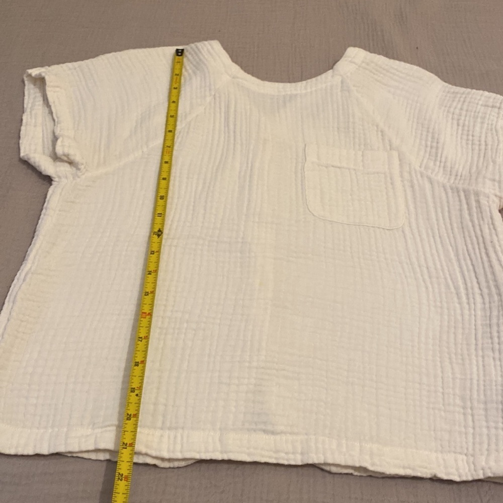 Madewell White Button-Up Short Sleeve Top. Size S. Style NE240 - Picture 7 of 8